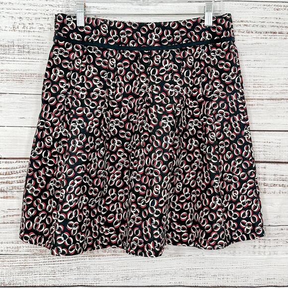 Ann Taylor Loft Black, Pink and White Chain Print Pleated Skirt, EUC, Size 4 - Picture 6 of 11